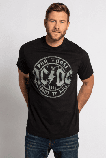 JP1880 AC/DC Graphic Comfort Fit Band T-Shirt Black - T-paidat - Isot T-paidat 2XL – 14XL