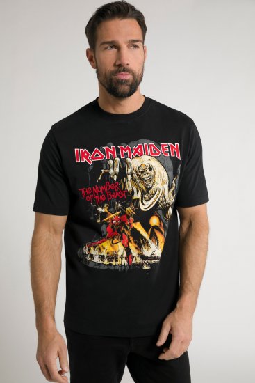 JP1880 Iron Maiden - Number of the Beast Graphic Comfort Fit Band T-Shirt Black - T-paidat - Isot T-paidat 2XL – 14XL