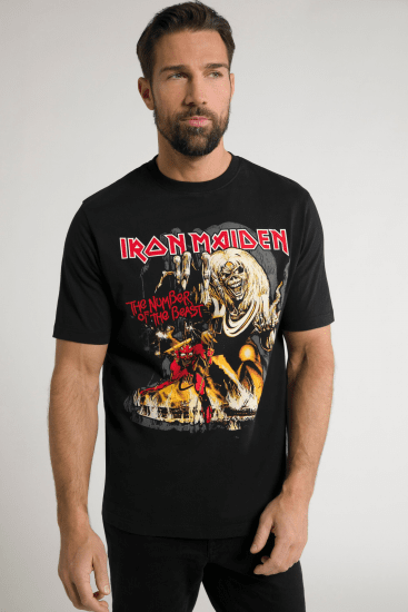 JP1880 Iron Maiden - Number of the Beast Graphic Comfort Fit Band T-Shirt Black - T-paidat - Isot T-paidat 2XL – 14XL