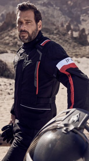 JP1880 Sporty Touring Motorcycle Jacket Black & Red - Moottoripyörävaatteet pluskoossa - Pluskoon moottoripyörävaatteet miehille