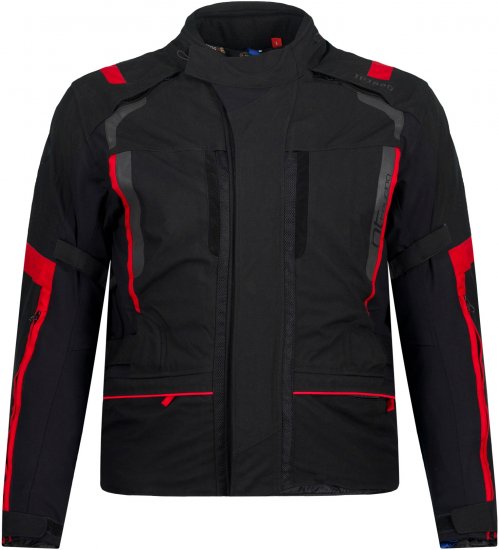 JP1880 Sporty Touring Motorcycle Jacket Black & Red - Moottoripyörävaatteet pluskoossa - Pluskoon moottoripyörävaatteet miehille