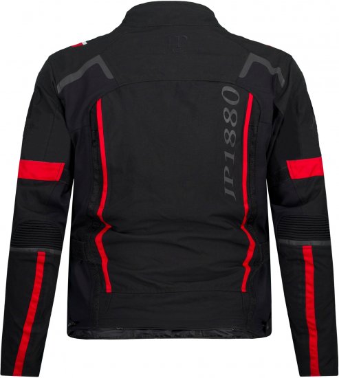 JP1880 Sporty Touring Motorcycle Jacket Black & Red - Moottoripyörävaatteet pluskoossa - Pluskoon moottoripyörävaatteet miehille