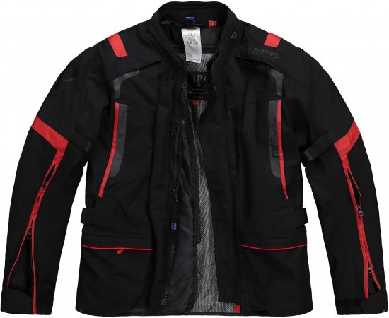 JP1880 Sporty Touring Motorcycle Jacket Black & Red - Moottoripyörävaatteet pluskoossa - Pluskoon moottoripyörävaatteet miehille