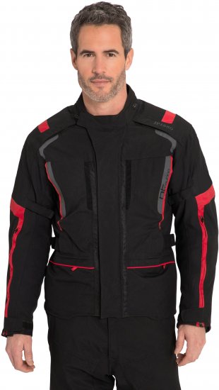 JP1880 Sporty Touring Motorcycle Jacket Black & Red - Moottoripyörävaatteet pluskoossa - Pluskoon moottoripyörävaatteet miehille
