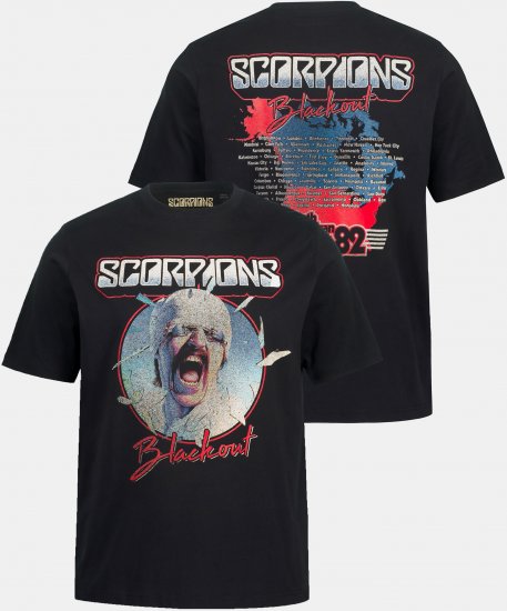 JP1880 Scorpions Blackout Graphic Comfort Fit Band T-Shirt Black - T-paidat - Isot T-paidat 2XL – 14XL