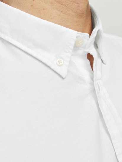 Jack & Jones Brook Oxford Long Sleeve Shirt White - Kauluspaidat - Miesten isot kauluspaidat 2XL – 8XL