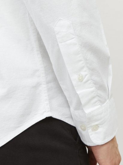 Jack & Jones Brook Oxford Long Sleeve Shirt White - Kauluspaidat - Miesten isot kauluspaidat 2XL – 8XL