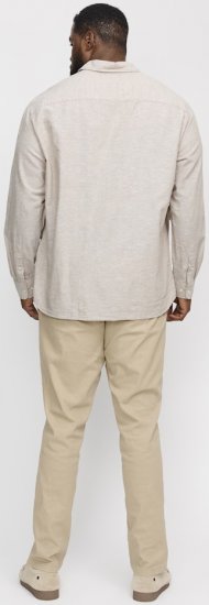 Jack & Jones Breeze Linen Blend Long Sleeve Shirt Crockery - Kauluspaidat - Miesten isot kauluspaidat 2XL – 8XL