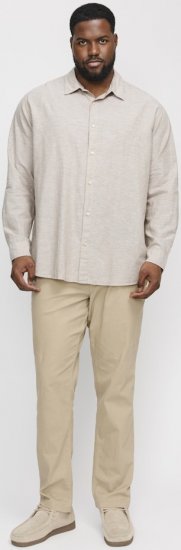 Jack & Jones Breeze Linen Blend Long Sleeve Shirt Crockery - Kauluspaidat - Miesten isot kauluspaidat 2XL – 8XL
