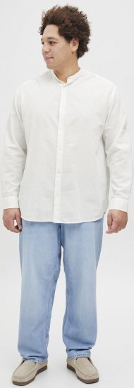 Jack & Jones Breeze Poplin Long Sleeve Shirt White - Kauluspaidat - Miesten isot kauluspaidat 2XL – 8XL