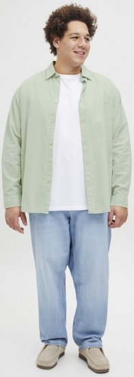 Jack & Jones Breeze Linen Blend Long Sleeve Shirt Iceberg Green - Kauluspaidat - Miesten isot kauluspaidat 2XL – 8XL