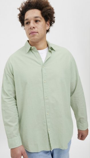 Jack & Jones Breeze Linen Blend Long Sleeve Shirt Iceberg Green - Kauluspaidat - Miesten isot kauluspaidat 2XL – 8XL