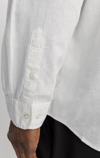 Jack & Jones Breeze Linen Blend Long Sleeve Shirt White - Kauluspaidat - Miesten isot kauluspaidat 2XL – 8XL