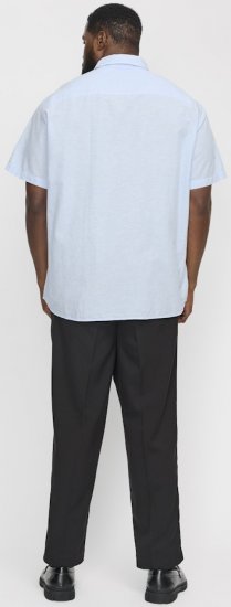 Jack & Jones Breeze Linen Blend Short Sleeve Shirt Chambray Blue - Kauluspaidat - Miesten isot kauluspaidat 2XL – 8XL