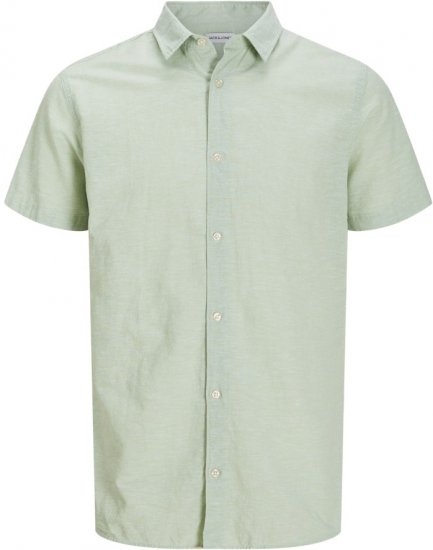 Jack & Jones Breeze Linen Blend Short Sleeve Shirt Iceberg Green - Kauluspaidat - Miesten isot kauluspaidat 2XL – 8XL