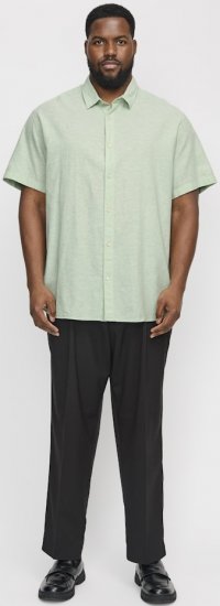 Jack & Jones Breeze Linen Blend Short Sleeve Shirt Iceberg Green - Kauluspaidat - Miesten isot kauluspaidat 2XL – 8XL