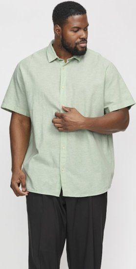 Jack & Jones Breeze Linen Blend Short Sleeve Shirt Iceberg Green - Kauluspaidat - Miesten isot kauluspaidat 2XL – 8XL