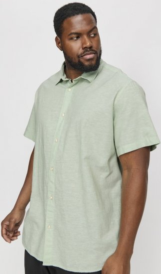 Jack & Jones Breeze Linen Blend Short Sleeve Shirt Iceberg Green - Kauluspaidat - Miesten isot kauluspaidat 2XL – 8XL
