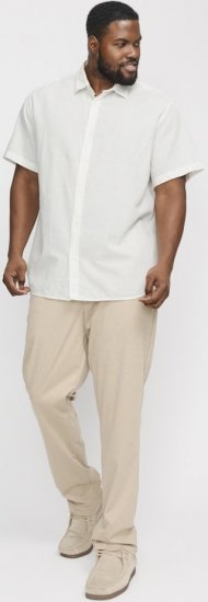 Jack & Jones Breeze Linen Blend Short Sleeve Shirt White - Kauluspaidat - Miesten isot kauluspaidat 2XL – 8XL