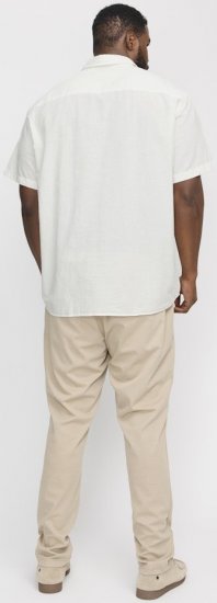 Jack & Jones Breeze Linen Blend Short Sleeve Shirt White - Kauluspaidat - Miesten isot kauluspaidat 2XL – 8XL