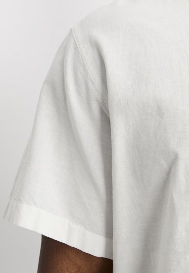 Jack & Jones Breeze Linen Blend Short Sleeve Shirt White - Kauluspaidat - Miesten isot kauluspaidat 2XL – 8XL