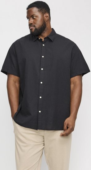 Jack & Jones Breeze Linen Blend Short Sleeve Shirt Black - Kauluspaidat - Miesten isot kauluspaidat 2XL – 8XL