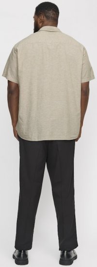 Jack & Jones Breeze Linen Blend Short Sleeve Shirt Beige - Kauluspaidat - Miesten isot kauluspaidat 2XL – 8XL