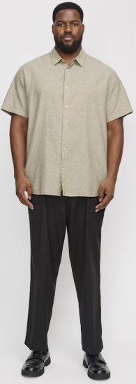 Jack & Jones Breeze Linen Blend Short Sleeve Shirt Beige - Kauluspaidat - Miesten isot kauluspaidat 2XL – 8XL
