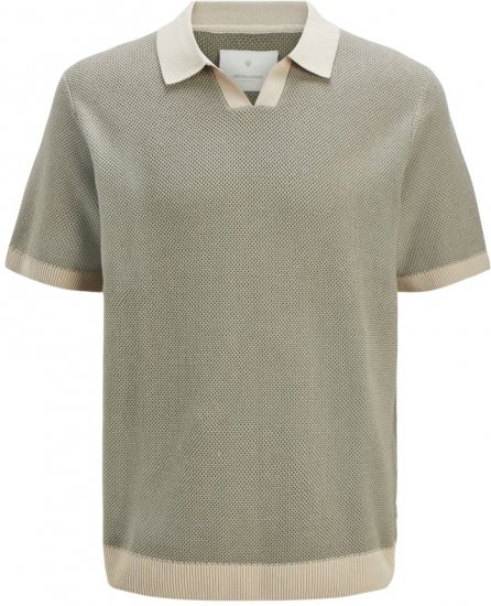 Jack & Jones Ceaston Knit Short Sleeve Sweater Vetiver - Hupparit ja collegepaidat - Miesten hupparit ja collegepaidat isot koot