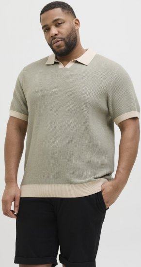 Jack & Jones Ceaston Knit Short Sleeve Sweater Vetiver - Hupparit ja collegepaidat - Miesten hupparit ja collegepaidat isot koot