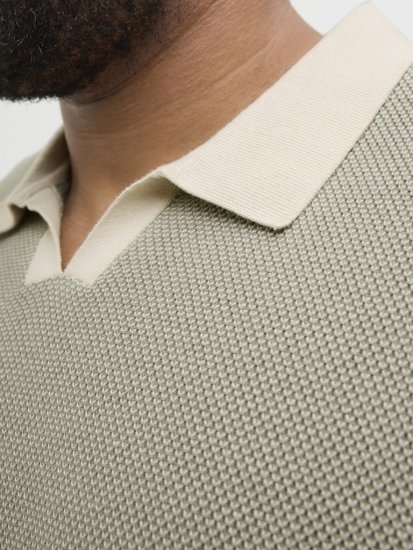 Jack & Jones Ceaston Knit Short Sleeve Sweater Vetiver - Hupparit ja collegepaidat - Miesten hupparit ja collegepaidat isot koot