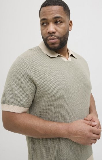 Jack & Jones Ceaston Knit Short Sleeve Sweater Vetiver - Hupparit ja collegepaidat - Miesten hupparit ja collegepaidat isot koot