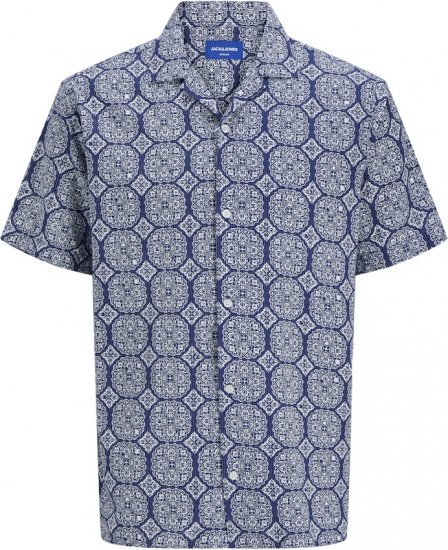Jack & Jones Summer Seersucker Short Sleeve Shirt Light Blue - Kauluspaidat - Miesten isot kauluspaidat 2XL – 8XL