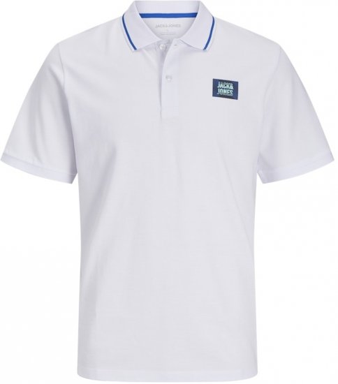 Jack & Jones Hudson Short Sleeve Polo White - Pikeepaidat - Miesten isot pikeepaidat