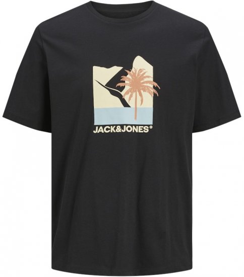 Jack & Jones Barbados Graphic Crew Neck T-Shirt Black - T-paidat - Isot T-paidat 2XL – 14XL