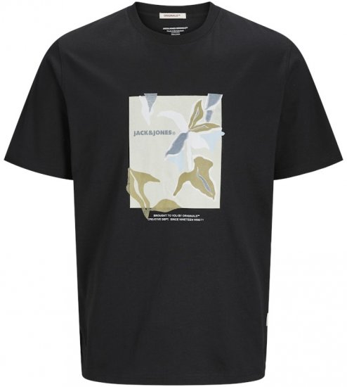Jack & Jones Almeria Front Print Crew Neck T-Shirt Black - T-paidat - Isot T-paidat 2XL – 14XL
