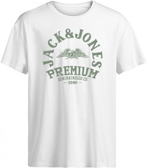 Jack & Jones Blurobar Crew Neck T-Shirt White - T-paidat - Isot T-paidat 2XL – 14XL