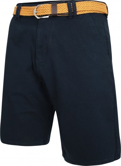 Kam Jeans 3402 Belted Dobby Weave Stretch Chino Shorts Navy - Shortsit - Shortsit, isot koot – W40-W60