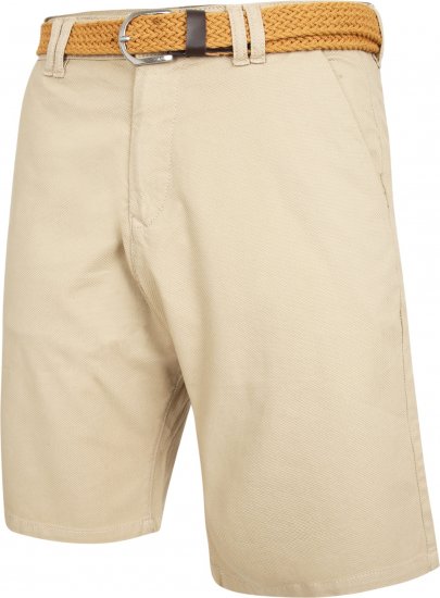 Kam Jeans 3402 Belted Dobby Weave Stretch Chino Shorts Beige - Shortsit - Shortsit, isot koot – W40-W60