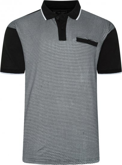 Kam Jeans 5518 Smart Mini Geo-Print Polo Black - Pikeepaidat - Miesten isot pikeepaidat