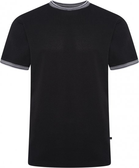 Kam Jeans 5779 Textured Body With Contrast Neck And Cuffs T-Shirt Black - T-paidat - Isot T-paidat 2XL – 14XL