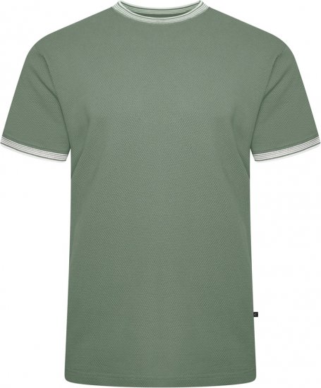 Kam Jeans 5779 Textured Body With Contrast Neck And Cuffs T-Shirt Elm Green - T-paidat - Isot T-paidat 2XL – 14XL