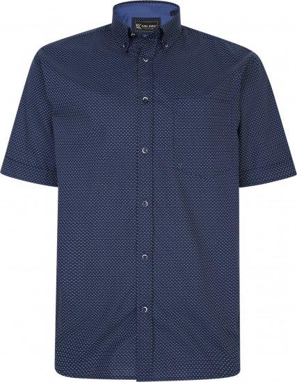 Kam Jeans P018 Premium SS Dobby Print Short Sleeve Shirt Navy - Kauluspaidat - Miesten isot kauluspaidat 2XL – 8XL