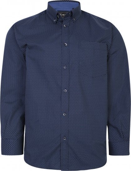 Kam Jeans P018 Premium Dobby Print Long Sleeve Shirt Navy - Kauluspaidat - Miesten isot kauluspaidat 2XL – 8XL