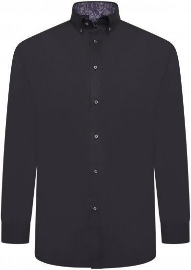 Kam Jeans P023B Premium Stretch Long Sleeve Shirt Button Down Black - Kauluspaidat - Miesten isot kauluspaidat 2XL – 8XL