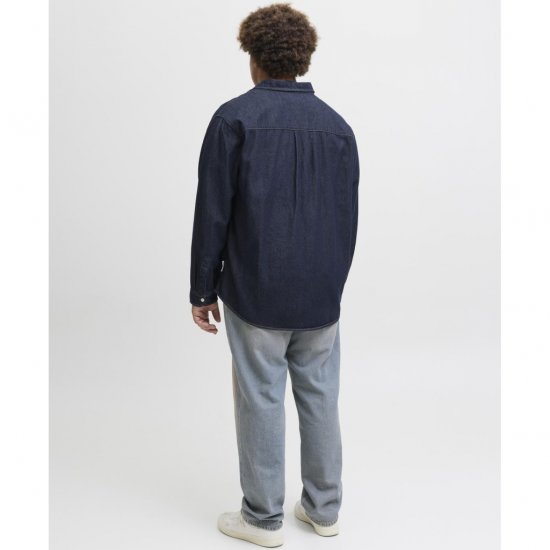 Jack & Jones Norrebro Denim Long Sleeve Shirt Dark Blue Denim - Kauluspaidat - Miesten isot kauluspaidat 2XL – 8XL