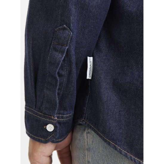 Jack & Jones Norrebro Denim Long Sleeve Shirt Dark Blue Denim - Kauluspaidat - Miesten isot kauluspaidat 2XL – 8XL