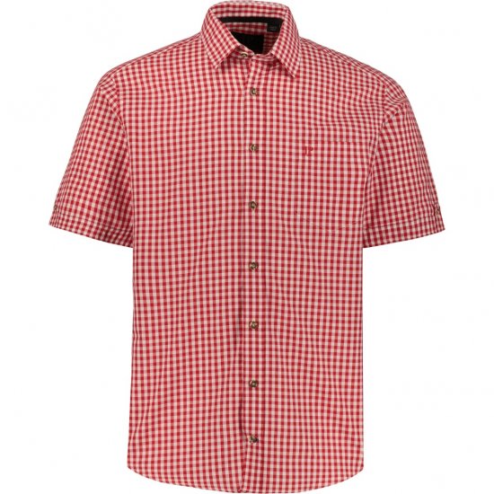 JP1880 Shirt Traditional Checked Short Sleeve Red - Kauluspaidat - Miesten isot kauluspaidat 2XL – 8XL