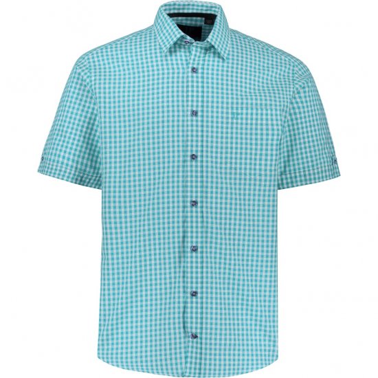 JP1880 Shirt Traditional Short Sleeve Turquoise - Kauluspaidat - Miesten isot kauluspaidat 2XL – 8XL
