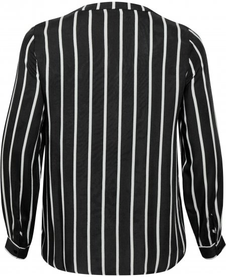 Kaffe Curve Sida Pusero Raidallinen Musta / Liituvalkoinen - Naisten puserot ja tunikat isot koot - 